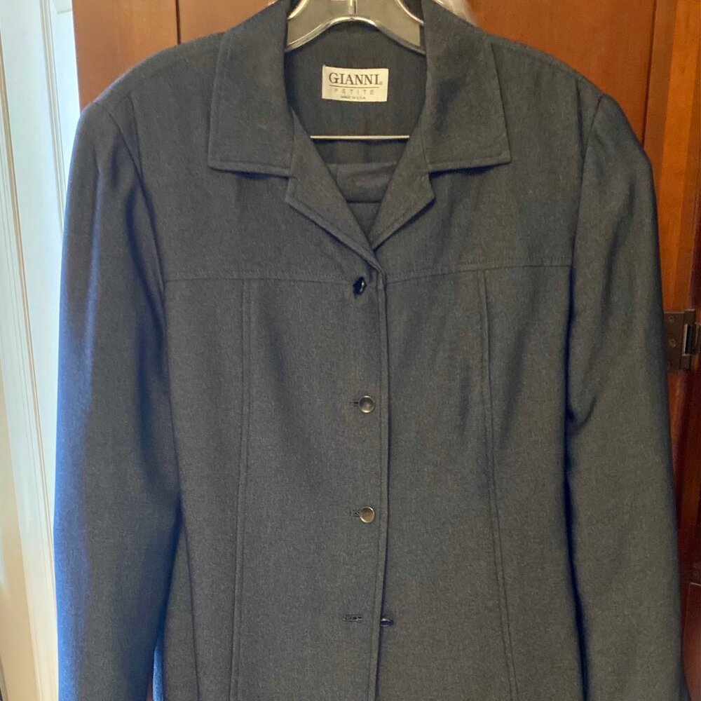 Gianni Steel Blue Petite 2Piece Pants Suit Set  ~  Size 12